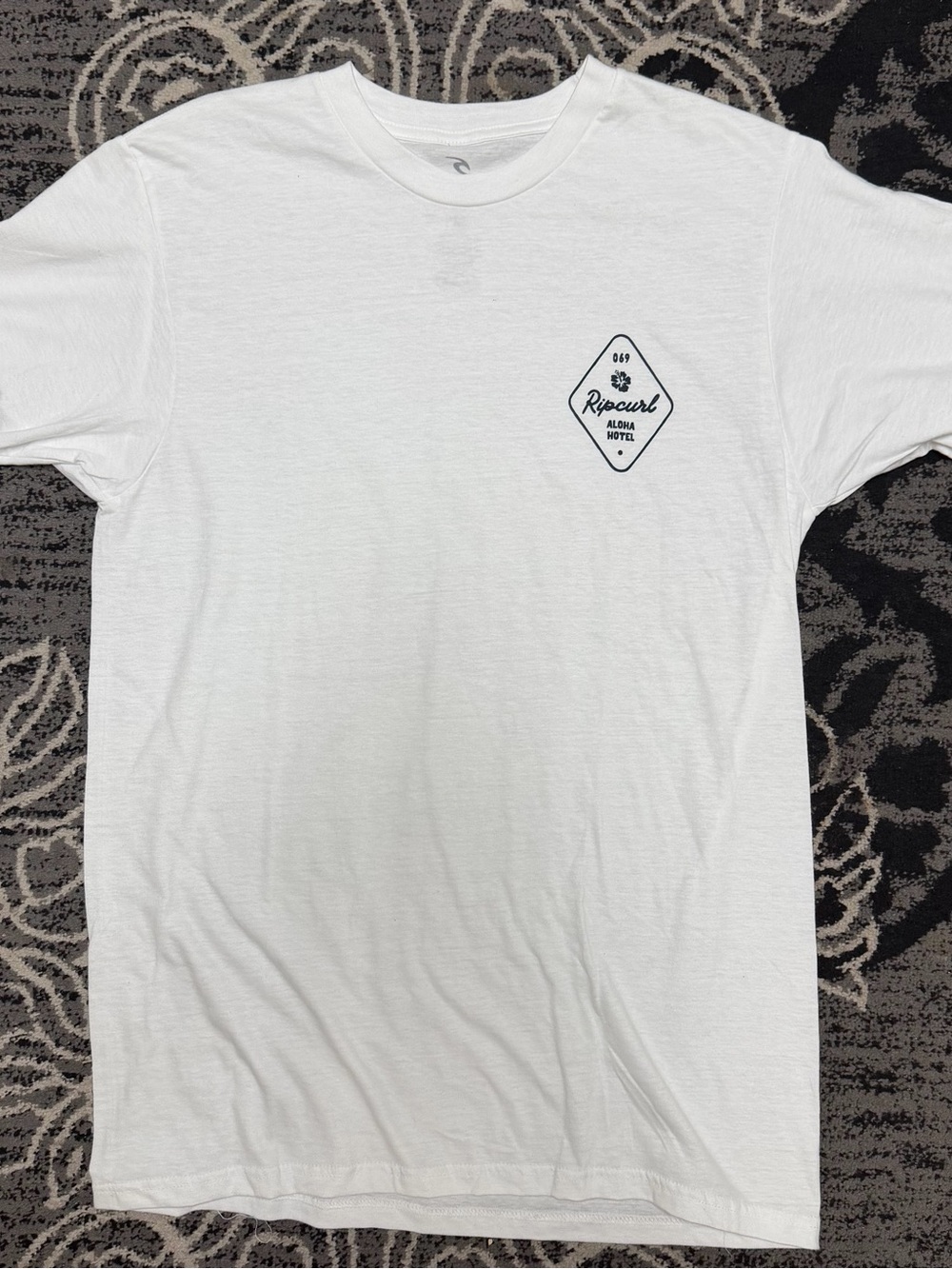 Rip Curl White Short Sleeve Tee with Black Diamond Logo